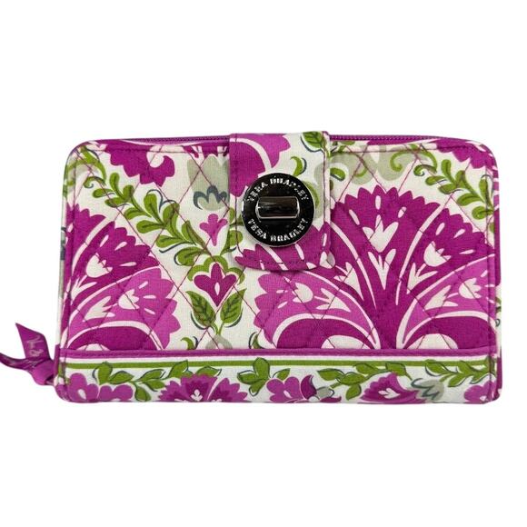 Vera Bradley Julep Tulip Turnlock Wallet Purple Green - Picture 1 of 5